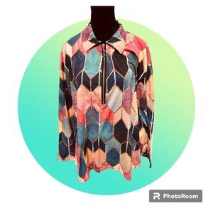 Long sleeve knitted shirt with pull zipper. 2xl